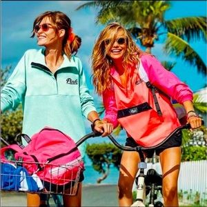 Victoria secret PINK neon colorblock half zip anorak pullover windbreaker s/xS